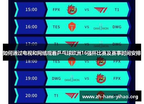 如何通过电视和网络观看乒乓球欧洲16强杯比赛及赛事时间安排 如何通过电视和网络观看乒乓球欧洲16强杯比赛及赛事时间安排
